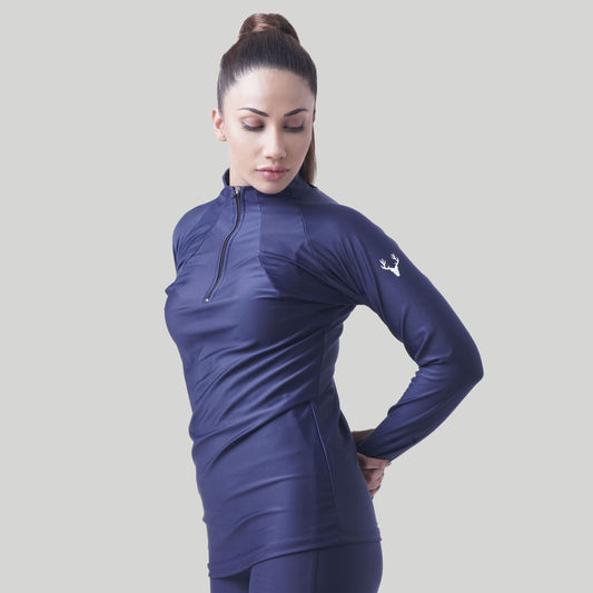 Stag Women Running 1/4 zip (Navy Blue) - Stag Clothing