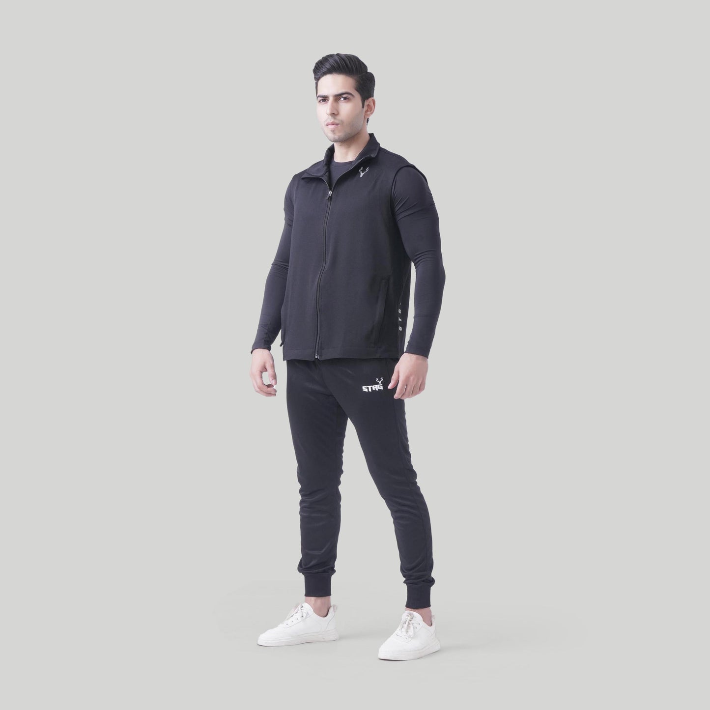 Unisex Sports Sleeveless Jacket (Black) - Stag Clothing 