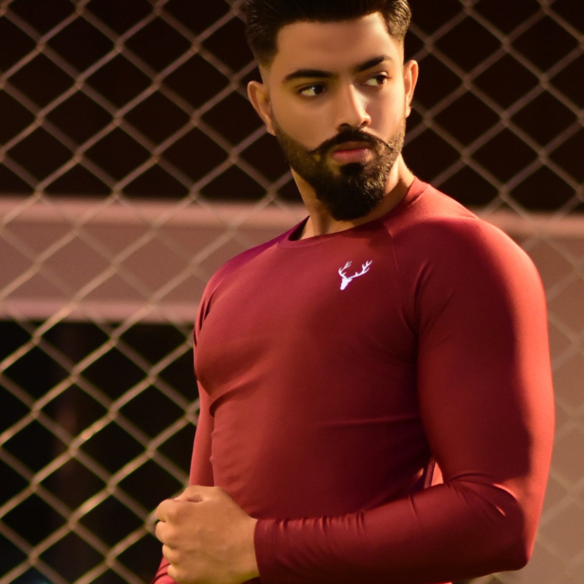 Stag Men Maroon Compression Tee - Stag Clothing