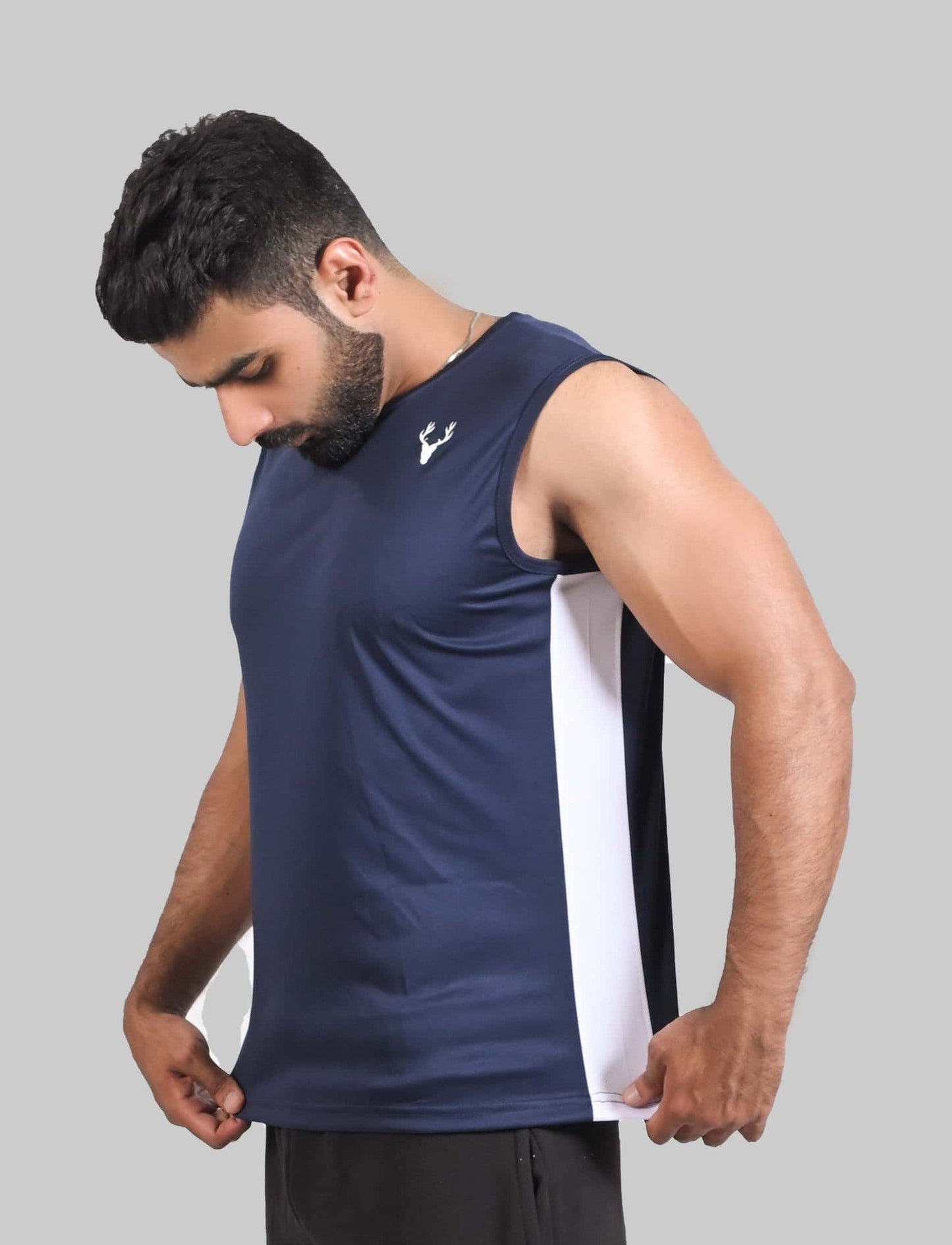 Performance Tanktop (NAVY BLUE & WHITE) - Stag Clothing 