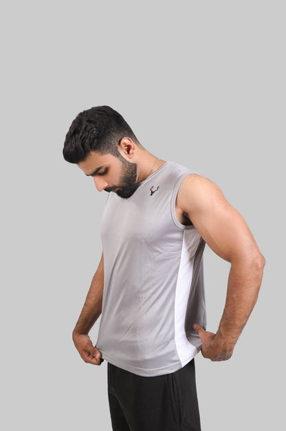 Performance Tanktop (SILVER GREY & WHITE) - Stag Clothing 