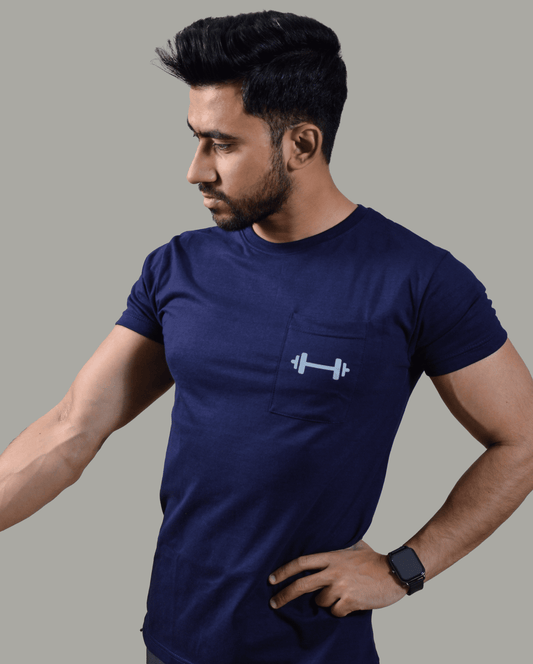 STGCL Dumbbell Pocket Tee 1.0 (Navy Blue) - Stag Clothing 